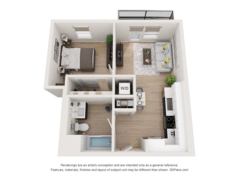 a 1 bedroom floor plan with a bathroom and a balcony